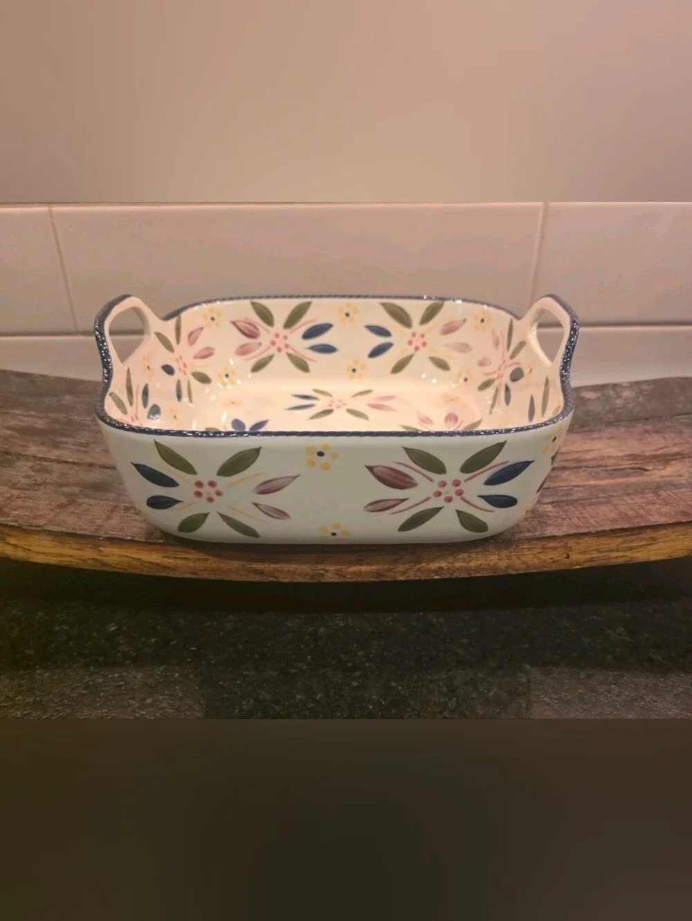Temp-tations Old World Confetti 2.5 Quart Square Handled Baking/serving Dish